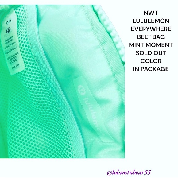 HTF/SOLD OUT MINT MOMENT COLOR NWT LULULEMON EVERYWHERE BELT BAG WATER REPELLENT - Picture 14 of 14